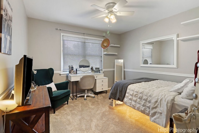 809 W Sheridan Rd, Mchenry, IL 60051 - carpeted bedroom with an office area and a ceiling fan