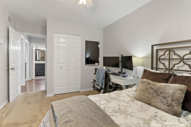 809 W Sheridan Rd, Mchenry, IL 60051 - carpeted bedroom with a closet and a ceiling fan