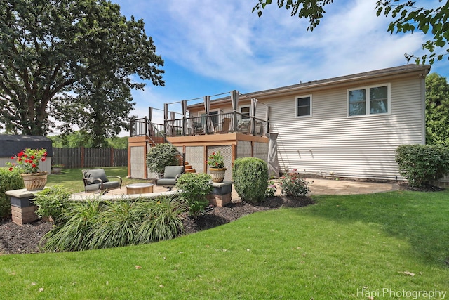 809 W Sheridan Rd, Mchenry, IL 60051 - back of house with stairs, a wooden deck, a patio area, and outdoor lounge area