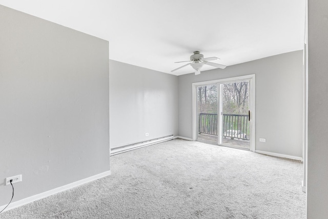 4309 W Park Lane Dr Unit 2B, Alsip, IL 60803 - carpeted empty room with a baseboard heating unit and a ceiling fan