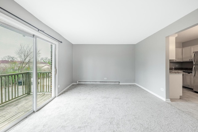 4309 W Park Lane Dr Unit 2B, Alsip, IL 60803 - unfurnished living room with baseboard heating and light colored carpet