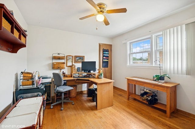 10245 Mcnerney Dr, Franklin Park, IL 60131 - home office with ceiling fan and light wood-style floors