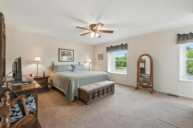 1021 Mobile Cir, Elk Grove Village, IL 60007 - bedroom featuring multiple windows, light carpet, and ceiling fan