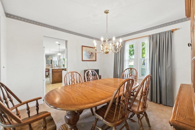 1021 Mobile Cir, Elk Grove Village, IL 60007 - dining area with light carpet and a chandelier