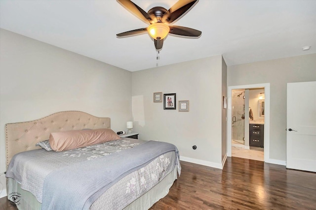 24401 S Clydesdale Ct, Manhattan, IL 60442 - bedroom featuring wood finished floors, a ceiling fan, and ensuite bath