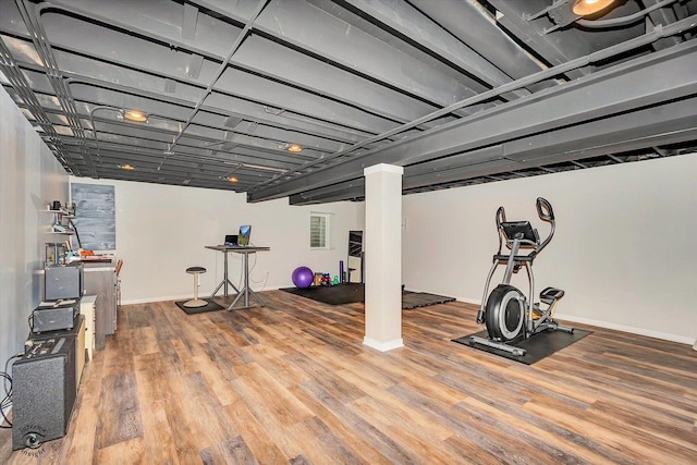 24401 S Clydesdale Ct, Manhattan, IL 60442 - workout area featuring wood finished floors and baseboards