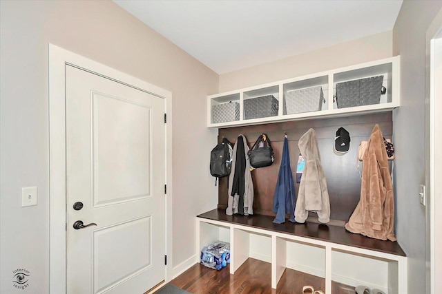 24401 S Clydesdale Ct, Manhattan, IL 60442 - mudroom with dark wood finished floors and baseboards