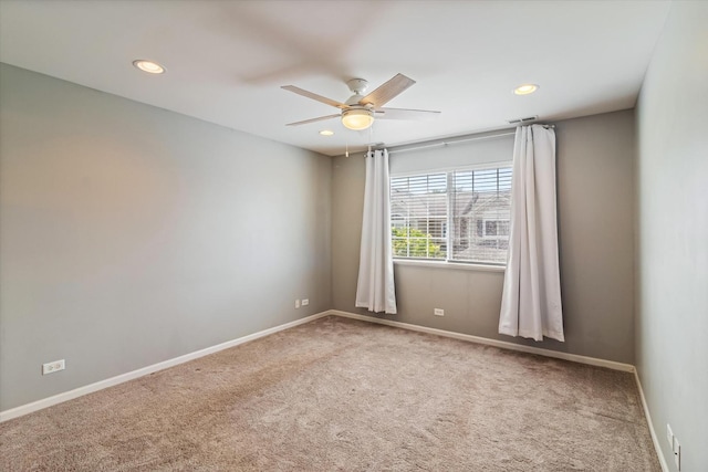 627 S Jade Ln, Round Lake, IL 60073 - unfurnished room with carpet flooring, recessed lighting, and a ceiling fan