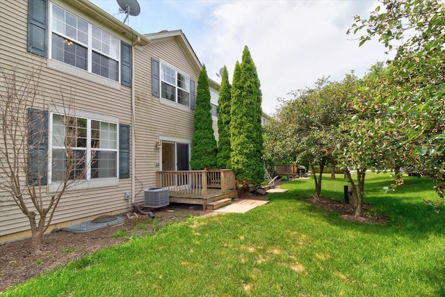 627 S Jade Ln, Round Lake, IL 60073 - view of grassy yard featuring a wooden deck
