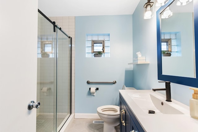 5475 Adeline Pl, Oak Forest, IL 60452 - full bathroom with vanity, a shower stall, and tile patterned flooring