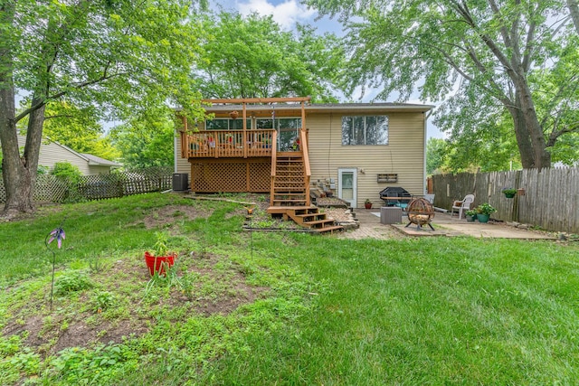 615 S 12th Ave, Saint Charles, IL 60174 - rear view of house with stairway, a deck, a fenced backyard, and a patio area