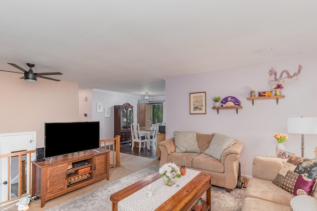 615 S 12th Ave, Saint Charles, IL 60174 - living room featuring a ceiling fan and light colored carpet