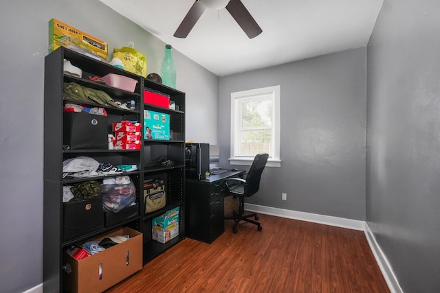 208 Frank Ave, Joliet, IL 60435 - office area featuring wood finished floors and a ceiling fan