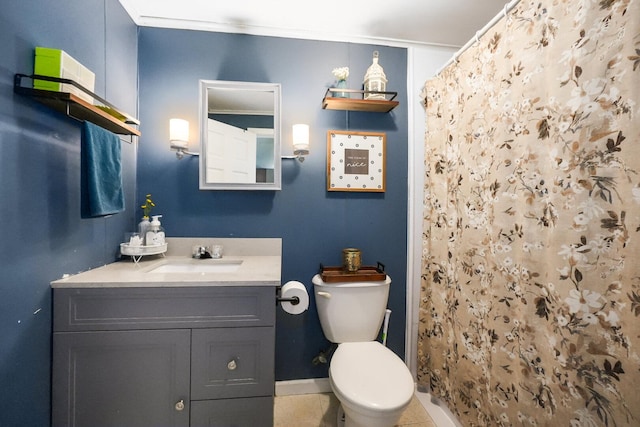208 Frank Ave, Joliet, IL 60435 - bathroom with vanity, curtained shower, and tile patterned floors