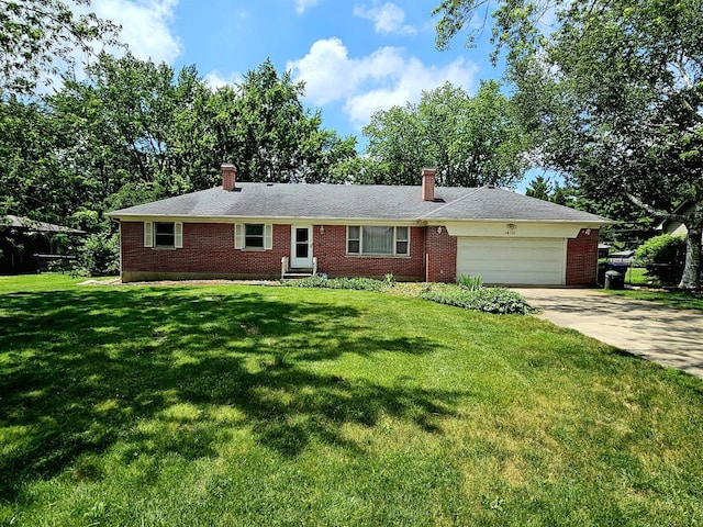 3N736 Locust Ave, West Chicago, IL 60185 - single story home featuring brick siding, a chimney, an attached garage, and concrete driveway