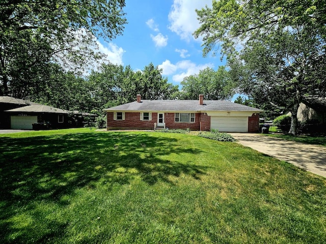 3N736 Locust Ave, West Chicago, IL 60185 - ranch-style home featuring a garage, a chimney, driveway, and a front yard