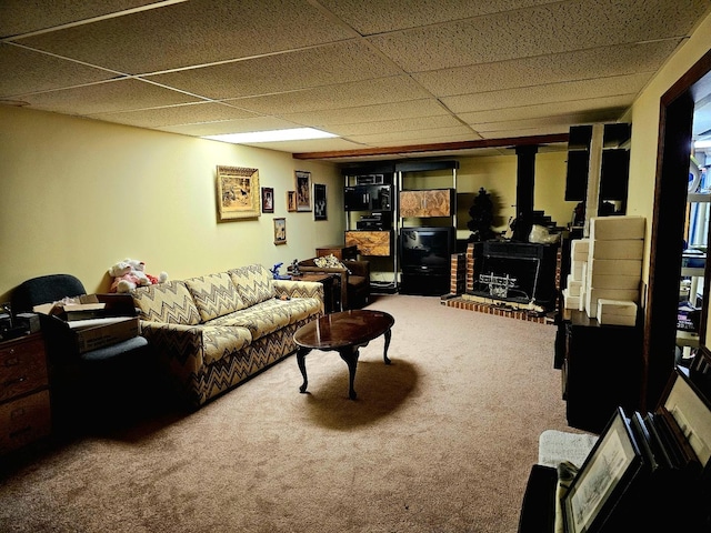 3N736 Locust Ave, West Chicago, IL 60185 - living room with a drop ceiling and carpet floors
