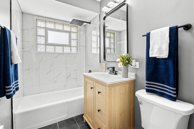 16961 Parkside Ave, South Holland, IL 60473 - full bathroom with healthy amount of natural light, vanity, shower / bathtub combination, and tile patterned flooring