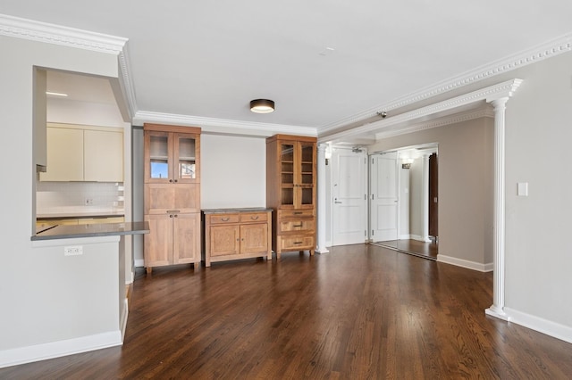 1250 N Dearborn St Unit 10B, Chicago, IL 60610 - unfurnished living room with dark wood-type flooring and crown molding