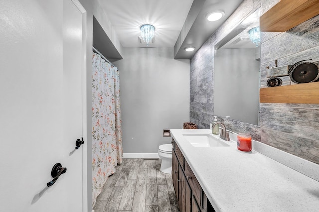 9822 W Pauling Rd, Monee, IL 60449 - bathroom featuring vanity, wood finished floors, and a shower with shower curtain