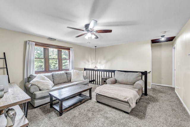 9822 W Pauling Rd, Monee, IL 60449 - carpeted living room with a ceiling fan and baseboards