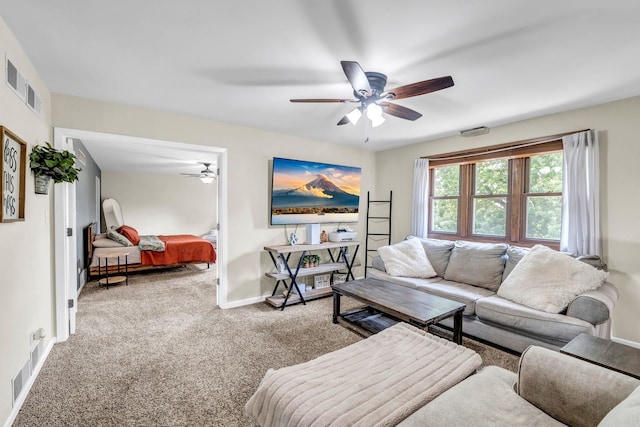 9822 W Pauling Rd, Monee, IL 60449 - carpeted living room featuring ceiling fan and baseboards