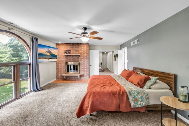 9822 W Pauling Rd, Monee, IL 60449 - bedroom with carpet, multiple windows, and a ceiling fan