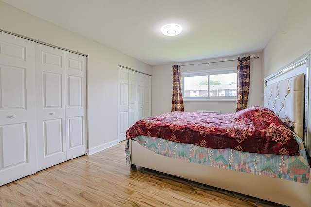 9562 Park Ln Unit 1D, Des Plaines, IL 60016 - bedroom with two closets and wood finished floors