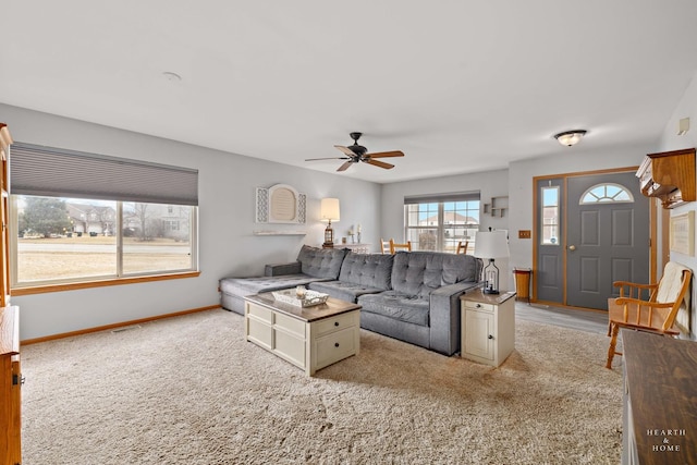 1075 Christine Ln, Antioch, IL 60002 - living area featuring a ceiling fan and carpet