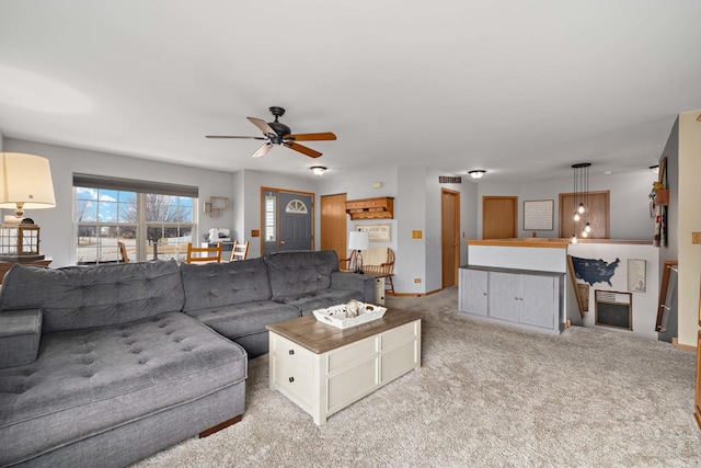 1075 Christine Ln, Antioch, IL 60002 - living area with ceiling fan and carpet
