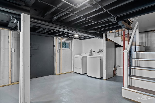 829 Liberty St, Aurora, IL 60505 - basement featuring washing machine and clothes dryer and stairs