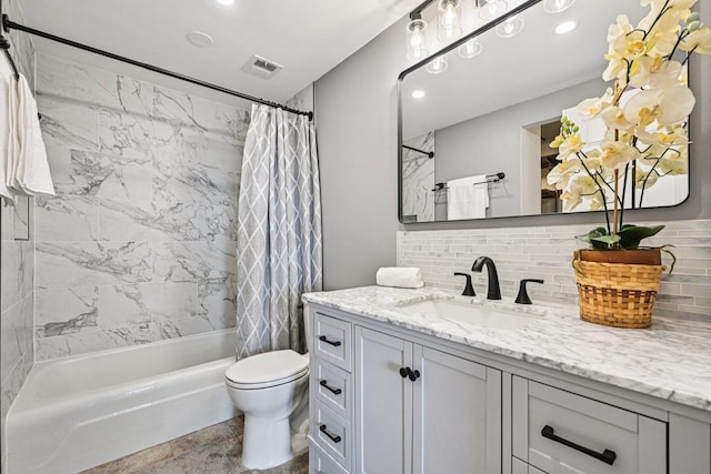 101 Bar Harbour Rd Unit 5N, Schaumburg, IL 60193 - full bath with vanity, shower / tub combo with curtain, decorative backsplash, and recessed lighting