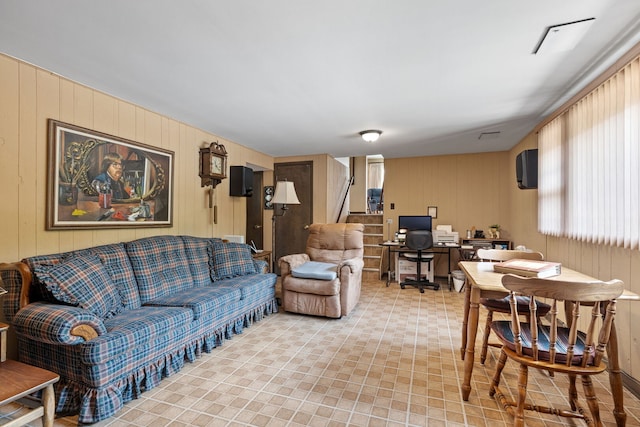 8424 Moody Ave, Burbank, IL 60459 - living room with a desk and wooden walls