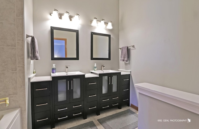 78 Thomas Ct, Grayslake, IL 60030 - full bath with double vanity, tile patterned flooring, and a bathtub