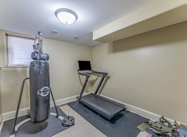 3139 Ridgeland Ave, Berwyn, IL 60402 - workout room featuring baseboards and tile patterned flooring