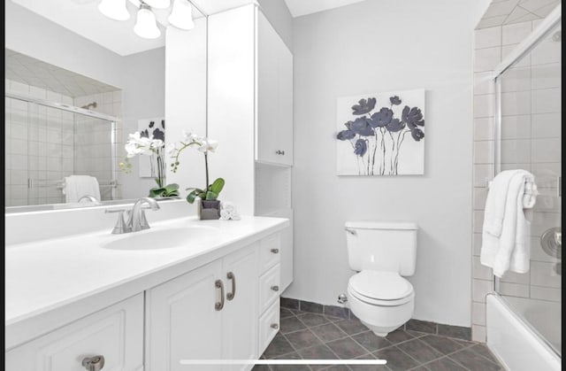 1933 Birch St, Des Plaines, IL 60018 - bathroom with vanity, tile patterned flooring, and bath / shower combo with glass door