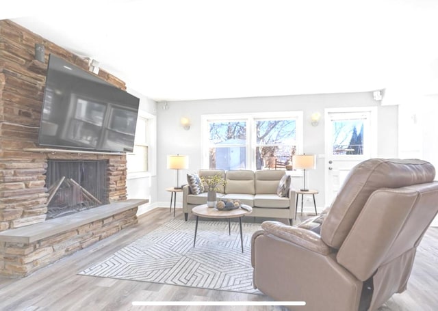 1933 Birch St, Des Plaines, IL 60018 - living area featuring wood finished floors and a fireplace