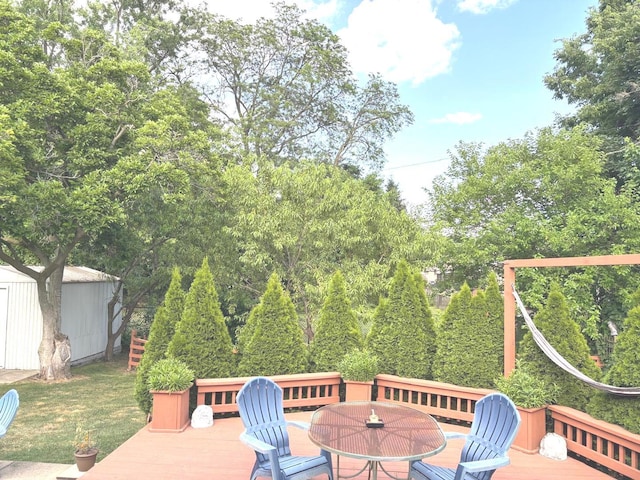 1933 Birch St, Des Plaines, IL 60018 - deck featuring a storage shed and outdoor dining area