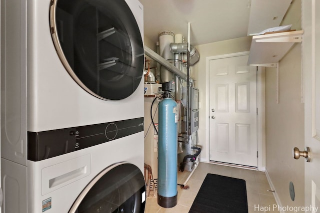 548 Legend Ln, Mchenry, IL 60050 - laundry area with stacked washer and clothes dryer and tile patterned floors