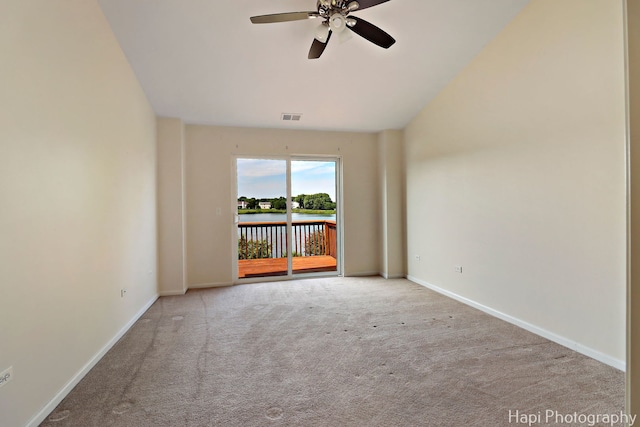 548 Legend Ln, Mchenry, IL 60050 - empty room with carpet, a ceiling fan, and a water view