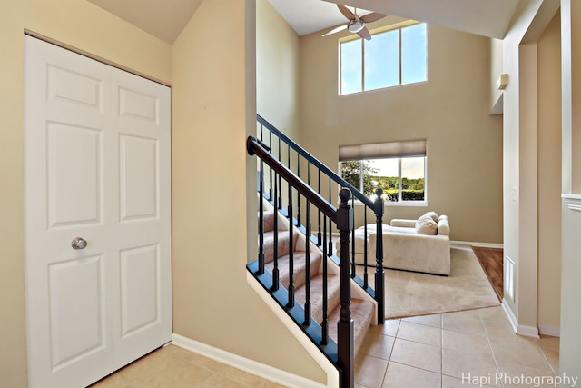 548 Legend Ln, Mchenry, IL 60050 - stairway with a ceiling fan and tile patterned flooring