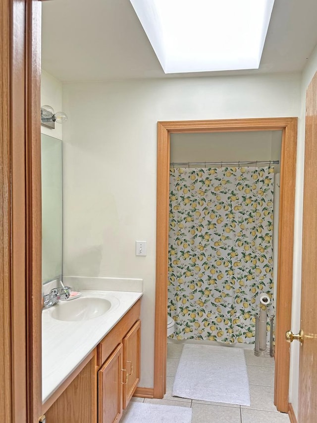 6814 Sahara Dr, Plainfield, IL 60586 - full bathroom featuring vanity, tile patterned flooring, and a shower with curtain