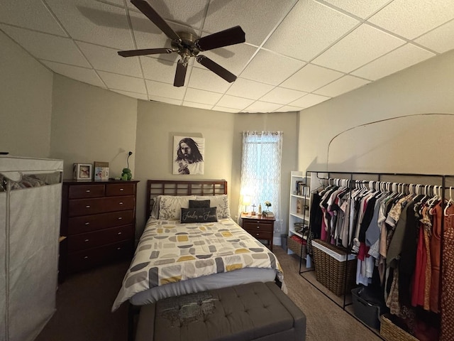 368 N Hickory St, Joliet, IL 60435 - bedroom with a drop ceiling, carpet flooring, and ceiling fan