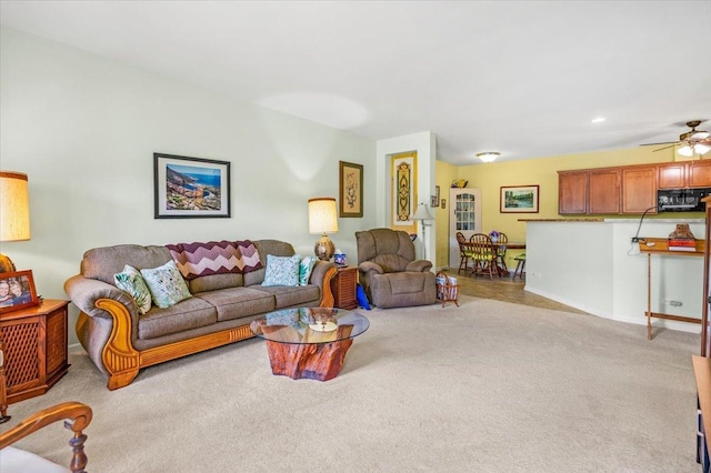 2201 Concord Dr Unit 2201, Mchenry, IL 60050 - carpeted living room featuring ceiling fan and recessed lighting