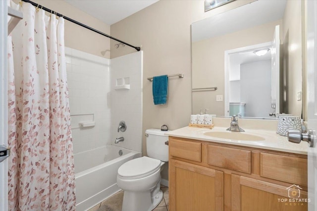 2039 Muirfield Dr, Yorkville, IL 60560 - full bath featuring vanity, shower / bath combo with shower curtain, and tile patterned flooring