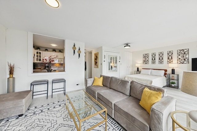 111 E Chestnut St Unit 21B, Chicago, IL 60611 - living room featuring wood finished floors