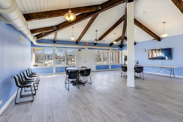 2020 Saint Regis Dr Unit 501, Lombard, IL 60148 - dining space with wood finished floors, healthy amount of natural light, wooden ceiling, and ceiling fan