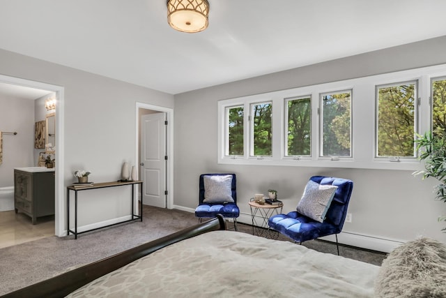 31340 N Liberty Rd, Grayslake, IL 60030 - bedroom with multiple windows, ensuite bath, baseboard heating, and carpet floors
