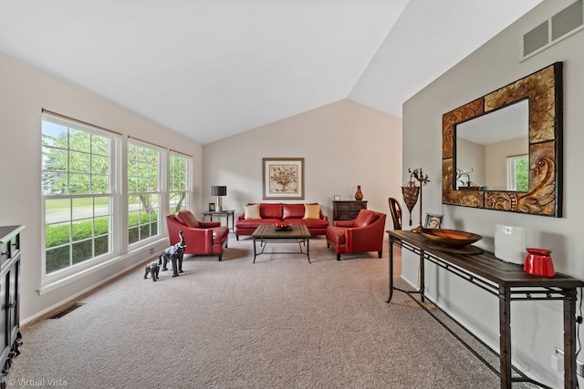 2243 Camden Ln, Hanover Park, IL 60133 - living area featuring carpet and vaulted ceiling