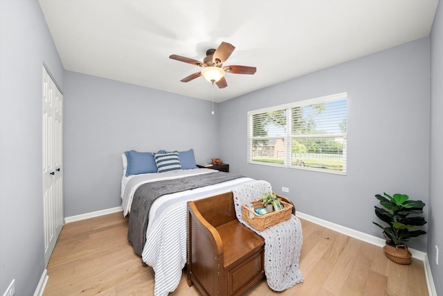 17011 Le Claire Ave, Tinley Park, IL 60477 - bedroom featuring light wood-type flooring, a closet, and a ceiling fan